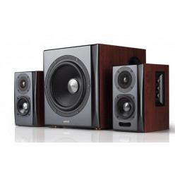 Edifier S350DB Brown, 2.1/ RMS 150W (70W+ 2x40W), Audio In: Bluetooth 5.0 aptX Wireless Sound, RCA x2, PC, AUX, optical, coaxial, remote control, all wooden, (sub.8- + satl.(3,5-+1-)